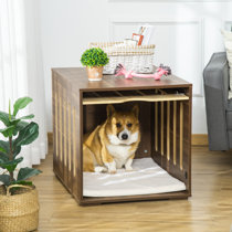 Archie Oscar Monique Furniture Style Dog Crate End Table Decorative Puppy House With Soft Cushion Side Holes Removable Door Panel Safety Lock Indoor Use For Small Medium Dogs Brown